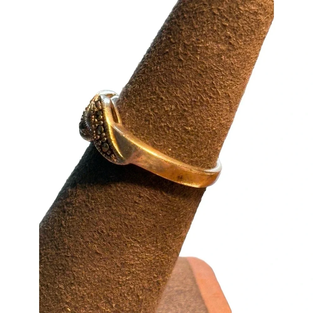Sterling Silver‎ Marcasite Swirled Openwork Wavy Scroll Band Ring Size 5.5 VTG